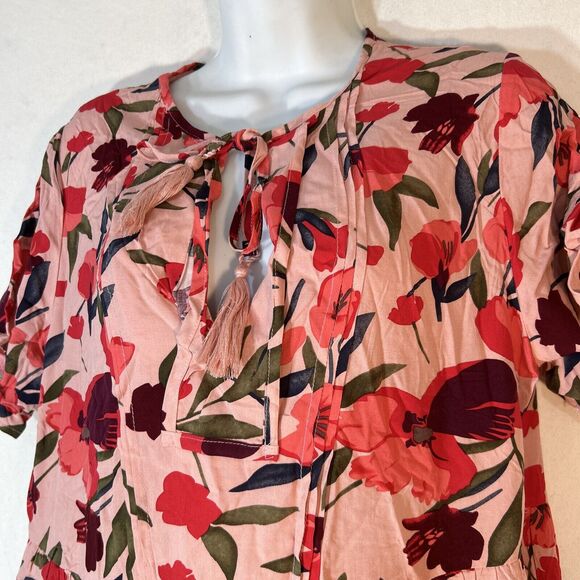 Dokotoo Women Summer Dress Boho Floral Drawstring V Neck Chiffon Lantern Medium - Picture 2 of 8